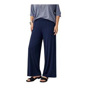PLANET by Lauren G Blue Wide Leg Pants Size 3 | Pima Cotton Modal | L–XL